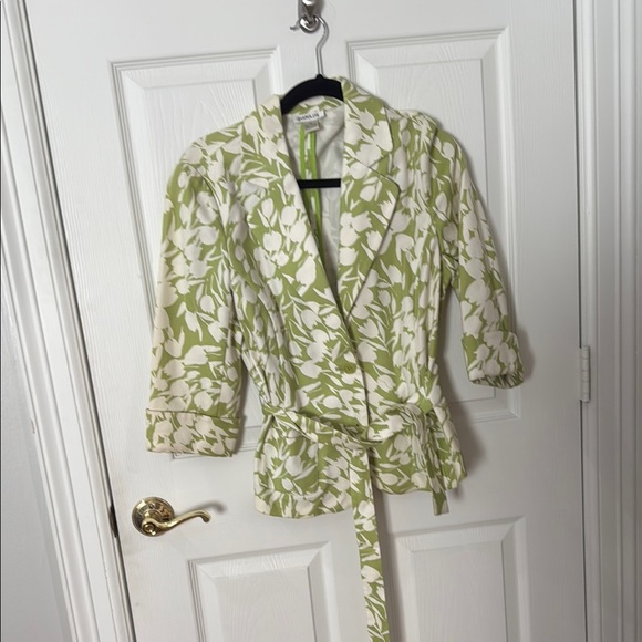 Floral Green and White Wrap blazer Harold’s size 10 - Picture 1 of 4